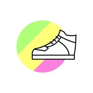 Shoes sneakers icon. Simple line, outline vector in color circle of retro 90s style icons for ui and ux, website or mobile application on white background
