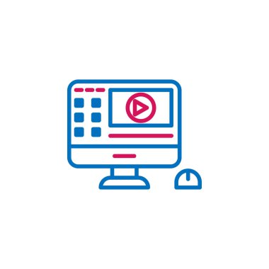 Video production, editing icon. Element of 2 color video production icon. Premium quality graphic design icon. Signs and symbols collection icon for websites, web design on white background