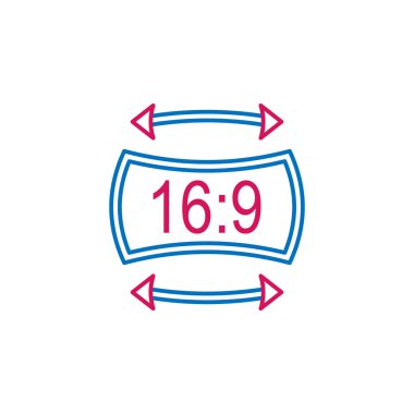 Video production, aspect icon. Element of 2 color video production icon. Premium quality graphic design icon. Signs and symbols collection icon for websites, web design on white background