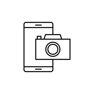 camera on smart phone icon. Element of video products outline icon for mobile concept and web apps. Thin line camera on smart phone icon can be used for web and mobile on white background