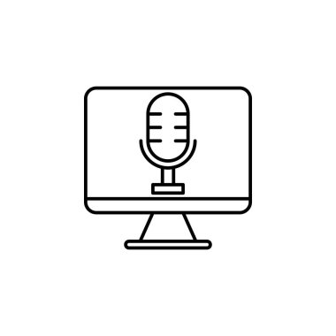 voice recorder on pc icon. Element of video products outline icon for mobile concept and web apps. Thin line voice recorder on pc icon can be used for web and mobile on white background