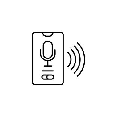 Smartphone, microphone icon. Simple line, outline vector elements of voice assistant for ui and ux, website or mobile application on white background