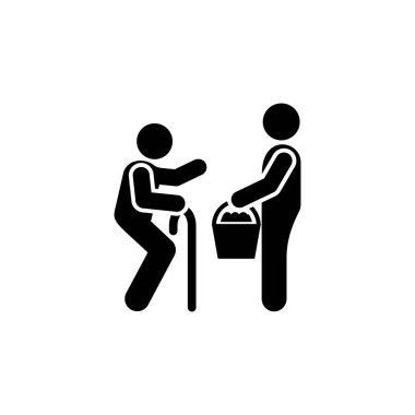 Old man bag help icon. Simple glyph pictogram vector of volunteer icons for ui and ux, website or mobile application on white background