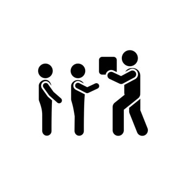 Man children gift give icon. Simple glyph pictogram vector of volunteer icons for ui and ux, website or mobile application on white background