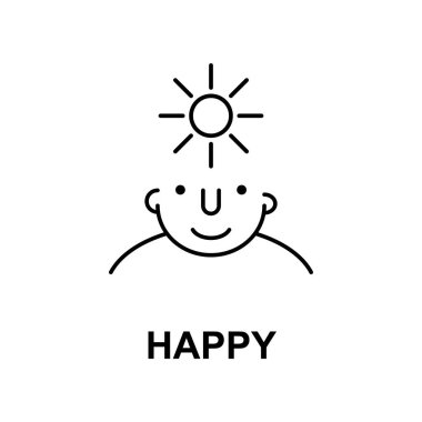 happy on mind icon. Element of human mind icon for mobile concept and web apps. Thin line happy on mind icon can be used for web and mobile on white background