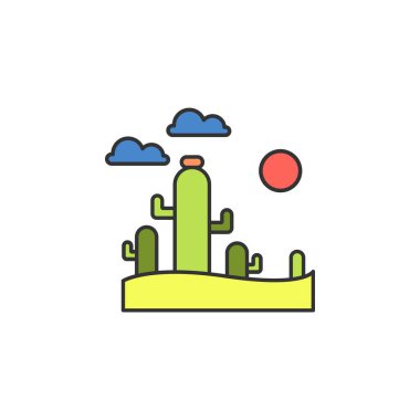 desert colored icon. Element of wild west icon for mobile concept and web apps. Cartoon desert icon can be used for web and mobile on white background