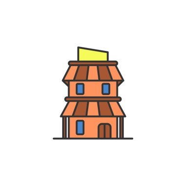 hotel in the wild west colored icon. Element of wild west icon for mobile concept and web apps. Cartoon hotel in the wild west icon can be used for web and mobile on white background
