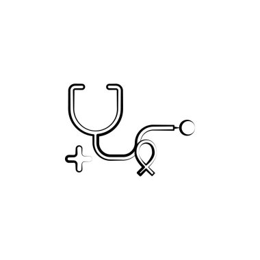 Stethoscope, woman, health hand drawn icon. One of the women health icons for websites, web design, mobile app on white background