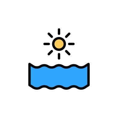Sun, ocean icon. Simple color with outline vector elements of saving marine icons for ui and ux, website or mobile application on white background