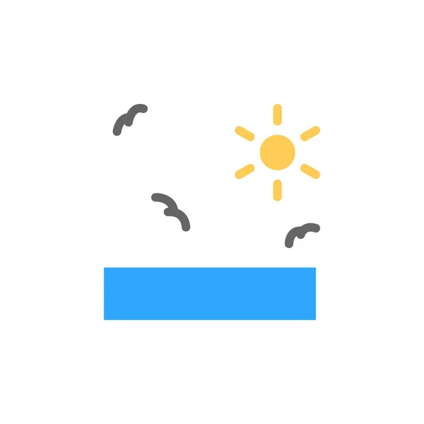 Sun, birds, ocean icon. Simple color vector elements of saving marine icons for ui and ux, website or mobile application on white background