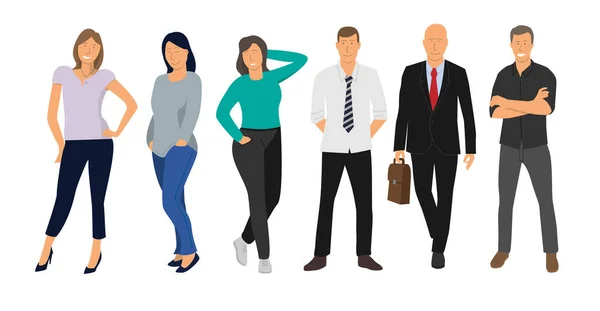 Vector Illustration Depicting Set Characters Women Men Office Workers Business — Vector de stock