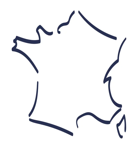 Mapa Francji Narysowana Stylizowany Graficzny Sposób Sposób Szkicowy Lub Szkicowy — Wektor stockowy