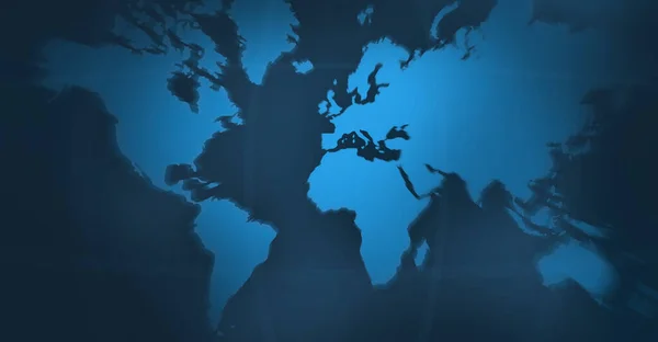 World Map Planisphere Zoom Europe Region Blue Atmosphere — Fotografia de Stock