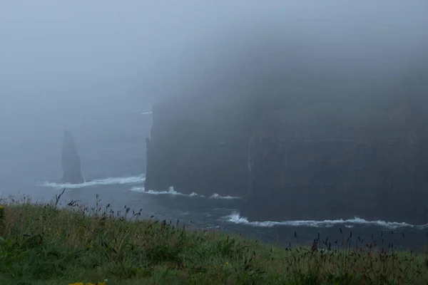 Cliffs Moher Ireland Rain Foggy Weather — Zdjęcie stockowe