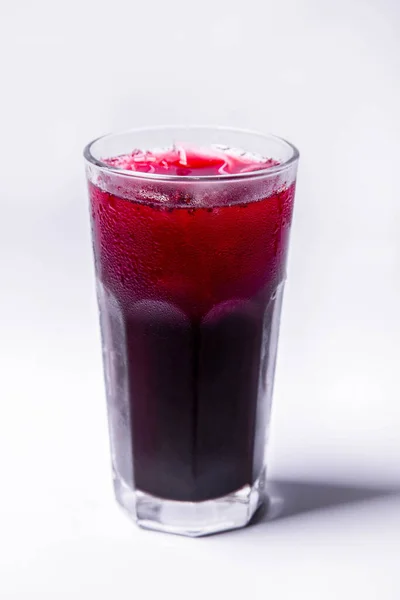 Homemade Blackcurrant Apple Compote Transparent Glass Glass Ice Glass White — Stockfoto
