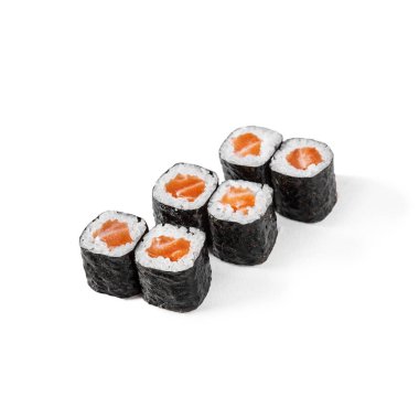 Rolls with salmon on a white background