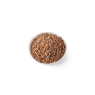 Coriander in a plate on a white background