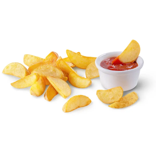 Selyanskiy Fries Ketchup Bowl White Background — Stock fotografie