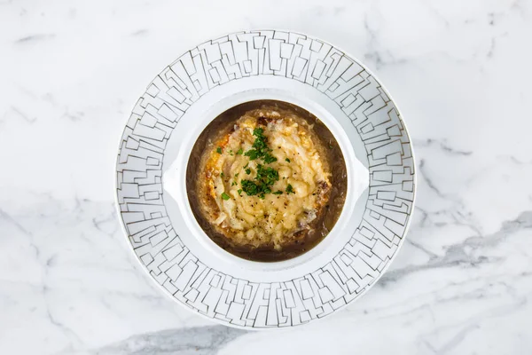 Risotto Porcini Mushrooms Baked Cheese Chopped Parsley Onion Sauce Food — ストック写真