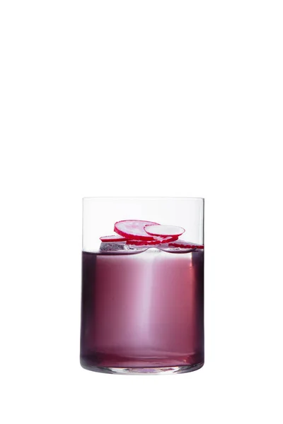 Рожевий Коктейль Льодом Редькою Склянці Білому Тлі — стокове фото