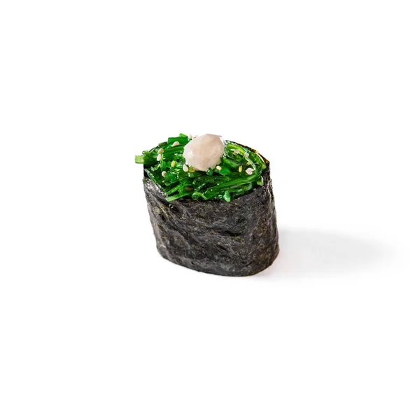 Rolls Chuka Sesame Seeds Nori White Background — Zdjęcie stockowe