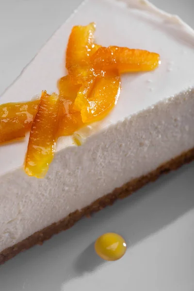 Cheesecake Apricot Wedges Plate — Fotografia de Stock