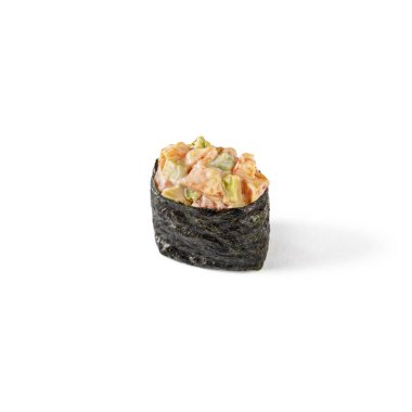 Rolls with fish in nori on a white background