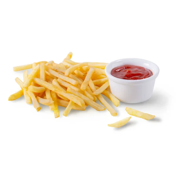 French Fries Ketchup Bowl White Background — Stock fotografie