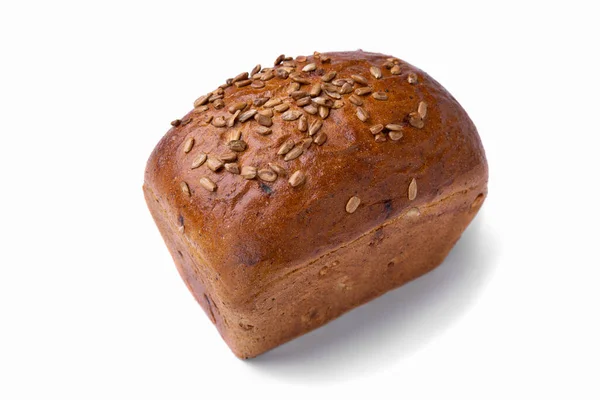 Bread Brick Made Rye Flour Sunflower Seeds White Background — Stock Photo, Image