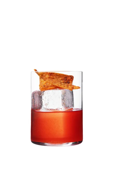 Cocktail Syrup Chips Ice Glass White Background — ストック写真