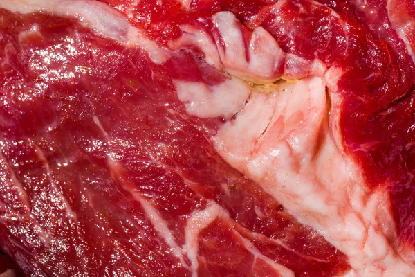 Raw Beef Meat Salt Peppercorns Close Horizontal Orientation — Photo