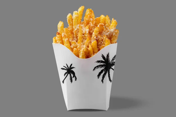 French Fries Parmesan Cheese Fried Crispy Sprinkled Salt Portion Potatoes — Stockfoto
