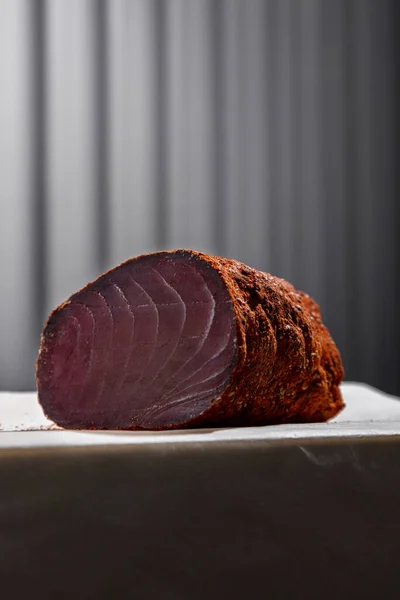 Smoked Tuna Fillet Dried Smoked Ocean Tuna Fillet Breaded Herbs — Photo