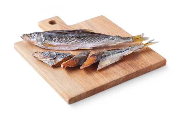 Dried Fish Board White Background — Stock Photo, Image