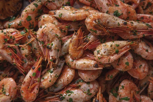 Boiled Prawns Parsley Spices — Stock Photo, Image