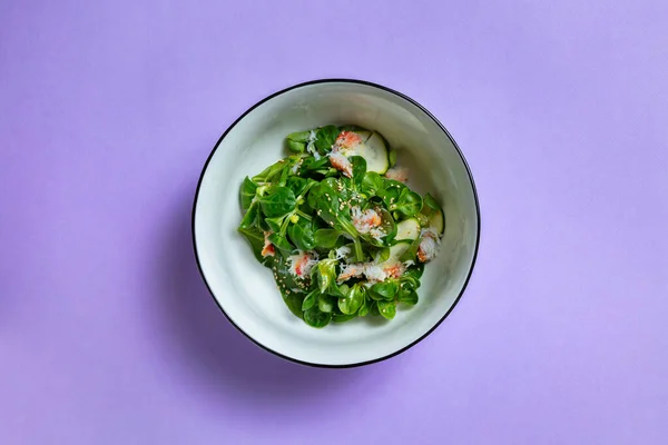 Salad Crab Meat Sesame Seeds Basil Zucchini Mung Bean Salad — Stock fotografie