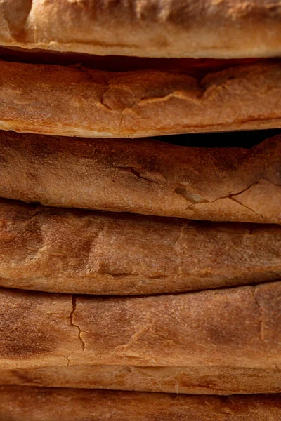 Gruzínský Chléb Shoti Sedm Bochníků Gruzínského Chleba Leží Lehkém Lněném — Stock fotografie