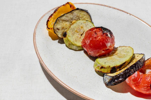 Grilled Vegetables Grilled Paprika Eggplant Tomato Zucchini Food Lies Light — Zdjęcie stockowe