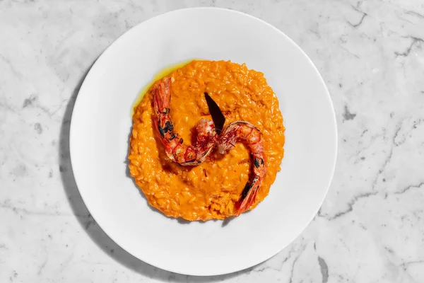 Risotto Cheddar Cheese Grilled Shrimp Chocolate Chips Food Lies Light — Stockfoto