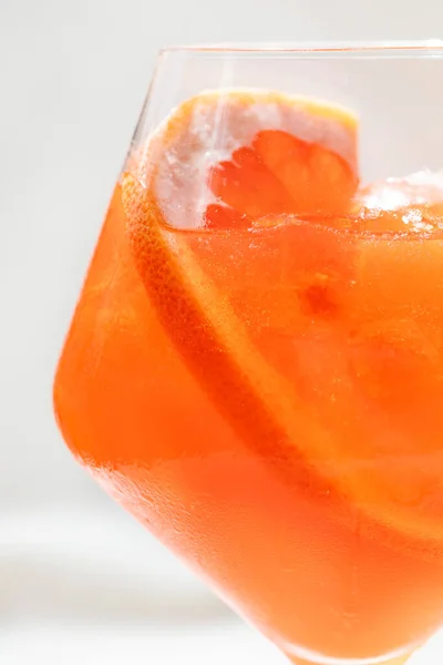 Chili Aperol Cocktail Drink Glass Goblet High Leg Stands Light — Φωτογραφία Αρχείου