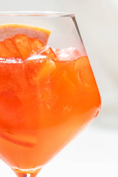 Chili Aperol Cocktail Drink Glass Goblet High Leg Stands Light — Fotografia de Stock