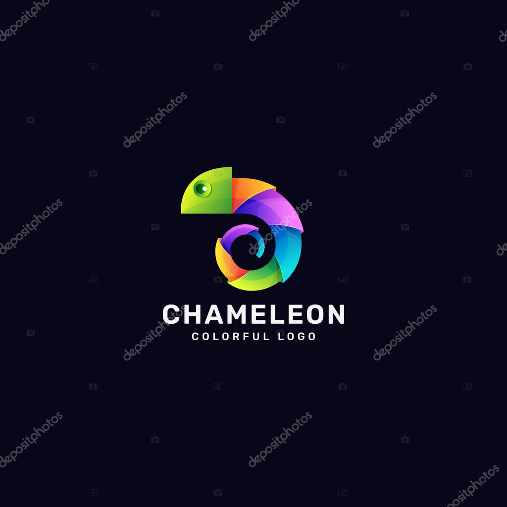 Colorful gradient modern chameleon logo design template