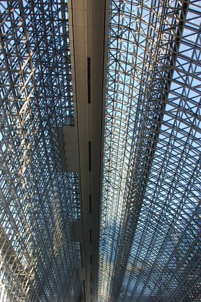 Kyoto train station glass and steel roof