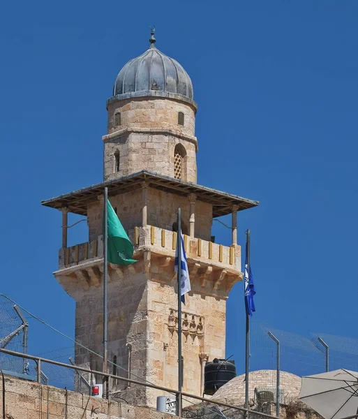 Ισλαμικά Ιερά Τζαμί Aqsa Και Θόλος Του Βραχώδους Τζαμιού Βρίσκονται — Φωτογραφία Αρχείου