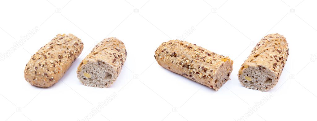Whole wheat bread isolated on white background
