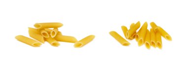 Beyaz arka planda izole edilmiş geleneksel İtalyan makarnası