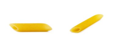 Beyaz arka planda izole edilmiş geleneksel İtalyan makarnası