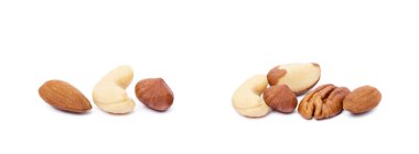 Karışık fındıklar beyaz arkaplanda izole