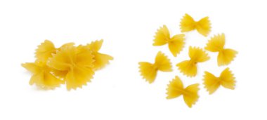 Beyaz arka planda izole edilmiş geleneksel İtalyan makarnası