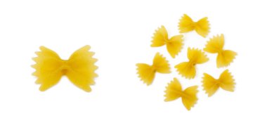 Beyaz arka planda izole edilmiş geleneksel İtalyan makarnası